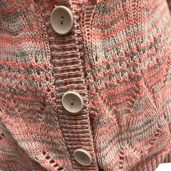 Takeout Cardigan Sweater Pink Grey Size Large - Picture 4 of 6